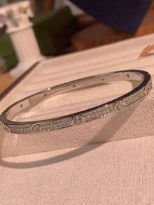 1pc 18K Gold Plated Diamond Inlaid Bracelet, Suitable For Daily Wear