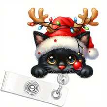 2 pièces/set Porte-badge rétractable de Noël avec cordon, porte-carte d'identité avec étiquette de nom de fête, convient pour les infirmières, les employés de bureau, les enseignants et les étudiants