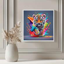 1pc Colorful Tiger Painting 5D Diamond Painting Kit, Suitable For Animal Lovers, [30*30cm/11.8*11.8in] [40*40cm/15.7*15.7in], Acrylic Diamond Mosaic Art For Adult Beginners DIY, Handmade Diamond Painting For Home Decor, Unframed Gift For Family And Friends