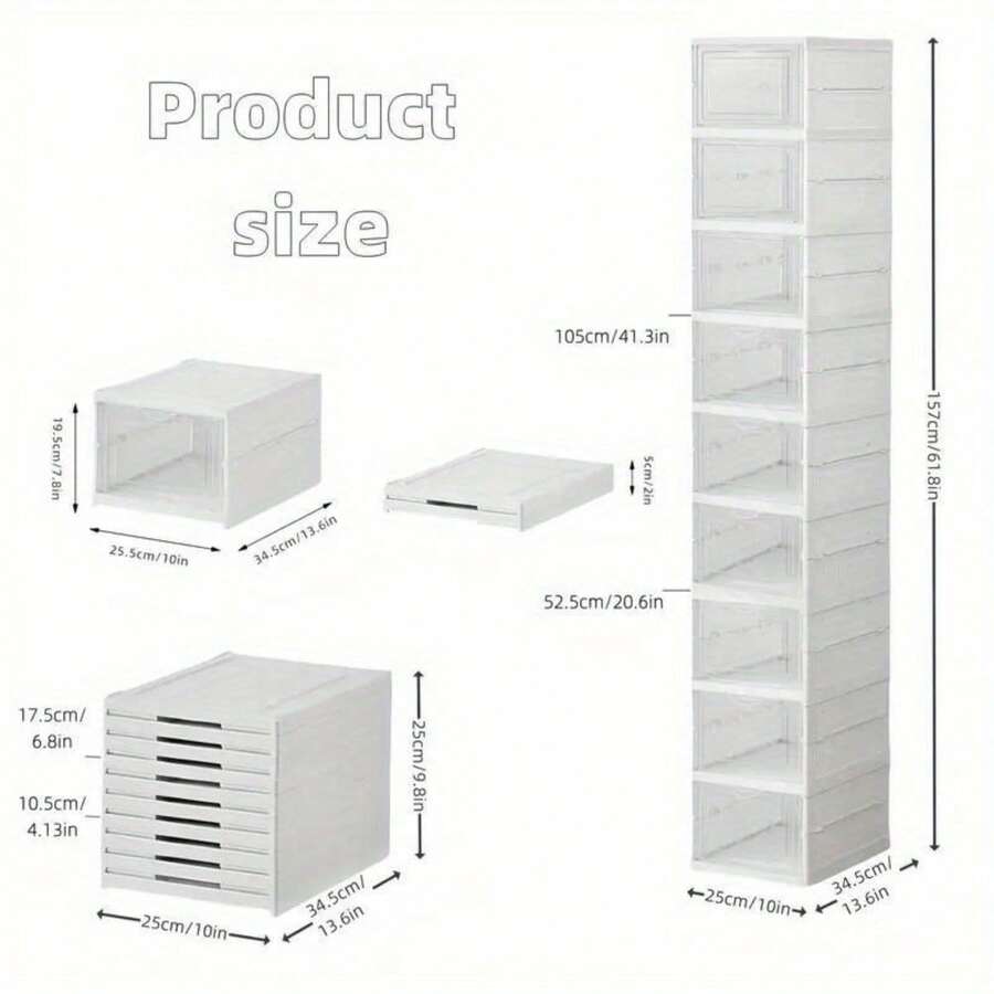 3/6/9/12 Schicht klappbare Schuhbox, aus Plastikmaterial, Sportschuh Aufbewahrungsbox, das beste Aufbewahrungswerkzeug für Häuser, Schlafzimmer und Türen. - 9-lagig - Übersicht 1
