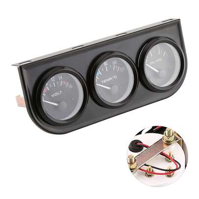 Medidores triples de 52 mm, 3 en 1, voltímetro, medidor de temperatura del agua, medidor de presión de aceite con sensor para coche y camión.