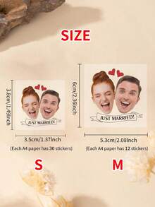 Wedding Couple Temporary Tattoos Personalized Photo Stickers Bridal Celebrations Birthday Bachelorette Party Face Cutouts Party Favors Waterproof Body Art - Multicolor - View 10