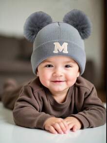 1PC Embroidered Personalized Baby Knitted Hat Toddler Children 26 Letter Beanie Cap Craft Baby Girls Skull Hat For Infant Girls Daily Wear 0-3Y