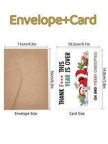 1 张搞笑粗鲁圣诞贺卡，上面写着咒骂圣诞老人，感谢今年已经结束，圣诞快乐贺卡，内附信封，空白，适合送给家人朋友、男士女士的圣诞礼物 - 彩色 - 查看 5