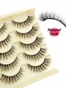 5 Pairs Rikuaild Fluffy False Eyelashes, Transparent Band, Natural & Soft, Criss-Cross Thin Cat Eye Lashes, Faux Mink Full Strip Lashes - Lông mi  mắt mèo - Xem 5