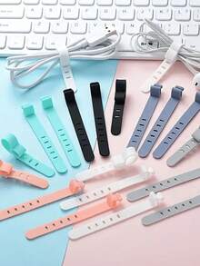 5-Hole Silicone Cable Organizer Box: Keeps Earphones, Chargers And Data Cables Neatly Stored And Easily Accessible! Reusable Silicone Cable Organizer For Storing And Managing Wires, With Straps And Multi-Functional Clips, Suitable For Food Preservation And Keeping Earphone Cords Tidy. (Random Color)