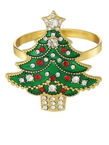 1/6pcs Creative Christmas Series Napkin Rings, Hotel Tableware Snowman & Christmas Tree Napkin Rings Decorations - Multicolor - View 27