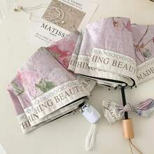 Retro Oil Painting Umbrella Women's Rain And Sun Umbrella Sunscreen UV Protection Student Automatic Sunshade Umbrella - 3 手冊 - 查看 4