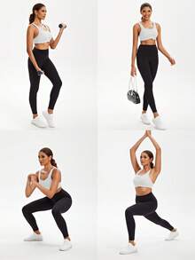 Wingslove 大码高强度运动文胸，女士款，无钢圈无衬垫全罩杯，宽肩带U型后背设计，透气舒适，适合跑步、健身房锻炼。 - 白色 - 查看 5