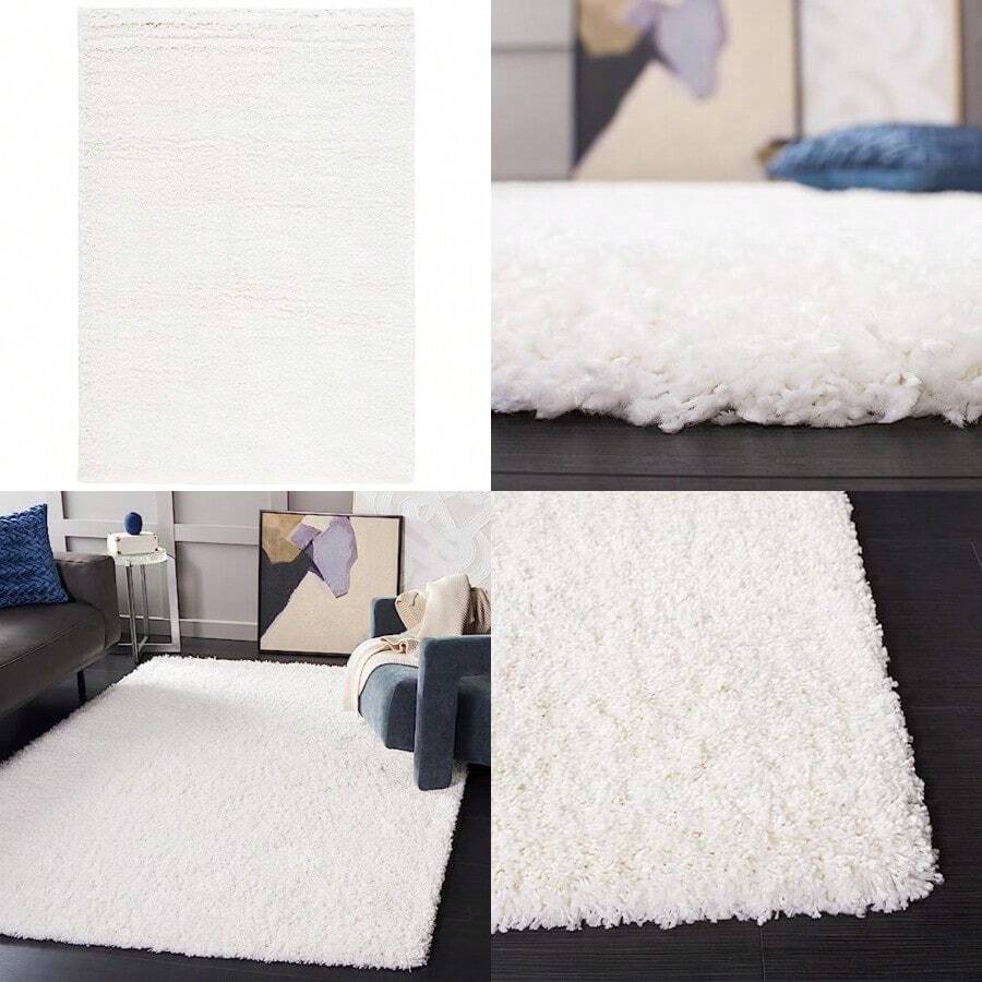 Fast LogisticsSAFAVIEH California Shag Collection Accent Rug 3' X 5' White NonShedding Easy Care 2inch Thick Ideal For High Traffic Areas In Entryway Living Room Bedroom SG1511010Fast Logistics