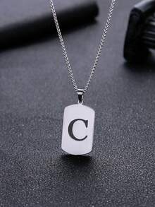 1pc Titanium Steel Letter Pendant Necklace, Minimalist Versatile 26 English Alphabet Small Design Necklace, Accessory, Gift For Christmas, New Year, Valentine's Day - Multicolor - View 6