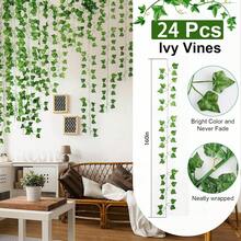 24 Pack 172 FT Artificial Ivy Garland Greenery Outdoor Faux Plants Leaf Garland Fake Vines For Bedroom Aesthetic Home Garden Office Wedding Wall Decor