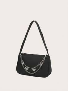 Mini Tối giản Trang trí chuỗi Cái túi - màu đen - Xem 3