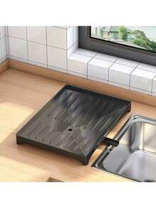 1 Piece (Only Bottom Drainage Tray) Durable Plastic Kitchen Sink Storage Tray And Clean Drainage Tray With Drainage Holes - Multifunctional Drainage Filter, Built-In Drainage Hole, No Manual Drainage Operation, Anti Clogging, Easy To Clean Sink Garbage Management Solution, Kitchen Countertop Utensil Drying Rack, Sink Storage Box