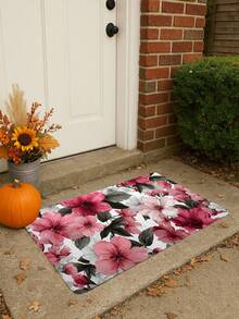 1PC Floral Pattern Floor Mat Plant Flower Design Rug Non-Slip For Bedroom Living Room Bathroom Home Decor Carpet Easy To Clean Wear-Resistant Door Mat - Pink - View 8