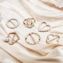 6个女士丝巾夹 - 领带夹服装角结纽扣翻领别针，女士时尚金属衬衫夹连衣裙