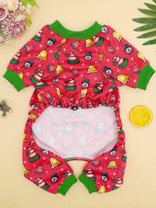 1 bộ đồ ngủ hình người tuyết hình chuông Giáng sinh, quần áo ấm áp và thoải mái cho chó trong ngày lễ - Nhiều màu - Xem 2