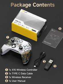 Manette de jeu sans fil 2,4 G EasySMX X15 pour PC et multiplateforme avec bouton de vibration/tir, contrôleur Bluetooth amélioré avec joysticks/gâchettes à effet Hall et éclairage RVB - sans dérive de stick, sans zone morte - compatible PC, PS3, Windows, Android, Steam et Switch