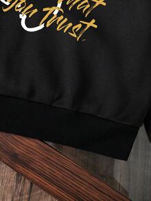 小男孩卡通图案保暖卫衣 - 黑色 - 查看 4