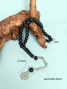 1厘米复古仿黑玛瑙33珠宗教风格祈祷念珠手链，用于信仰传承 - 手串 - 查看 3