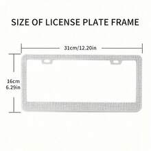 1 件闪亮的黑色/白色镶钻汽车牌照框，轻巧耐用，保护牌照免受损坏，让您的车辆以独特的光泽脱颖而出 - 彩色 - 查看 5