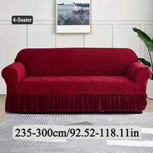 1PC High Elastic Sofa Cover Suitable For 1/2/3/4 Seat Jacquard Skirt Sofa Cover Cat Claw Proof Easy To Clean Machine Washable Sofa Protector Suitable For Bedroom Office Living Room Home Decoration All-Inclusive Sofa Cover Valentine's Day Gifts Valentine's Day Decorations - Màu Đỏ Sâu - Xem 14