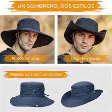AI-PIKA Sombreros del Sol para Hombre,Sombreros para Hombre con Protección UV UPF 50+,ala Ancha,Impermeables,Transpirables para Ciclismo,Acampar,Pescar,Caminar - Azul marino - Ver 7