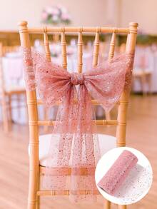 1卷20码玫瑰金闪亮欧根纱，闪光雪纺缎带面料，适用于婚礼装饰、桌旗、房间装饰、玫瑰金欧根纱摄影、新娘送礼会、婚礼DIY、香槟色欧根纱鲜花包装、婴儿派对、生日派对、派对回礼、宴会礼品蝴蝶结