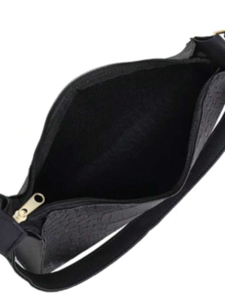 Women's Crocodile Baguette Bag Small Stylish Shoulder Crossbody Bag Small Cheap - Black - View 2
