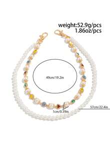 1pc Vintage Pearl & Colorful Crystal Waist Chain, Multi-Layer Metal Waist Belt, Hip Hop Accessory - 01966 - View 11
