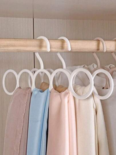 1/5pcs-5 Circular Scarf And Tie Hanger-Plastic Wardrobe Finishing Rack With Creative Circular Design | Very Suitable For Bedroom Wardrobe, Cloakroom And Walk-In Wardrobe | Very Suitable For Storing Scarves, Ties, Belts And Small Accessories | Fashionable Home Storage Decoration To Create A Clean Living Space.