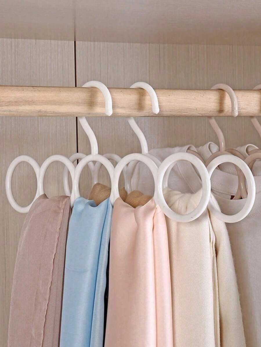 1/5pcs-5 Circular Scarf And Tie Hanger-Plastic Wardrobe Finishing Rack With Creative Circular Design | Very Suitable For Bedroom Wardrobe, Cloakroom And Walk-In Wardrobe | Very Suitable For Storing Scarves, Ties, Belts And Small Accessories | Fashionable Home Storage Decoration To Create A Clean Living Space. - Multicolor - View 1