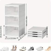 3/6/9/12 Schicht klappbare Schuhbox, aus Plastikmaterial, Sportschuh Aufbewahrungsbox, das beste Aufbewahrungswerkzeug für Häuser, Schlafzimmer und Türen. - 3-Schicht - Übersicht 2