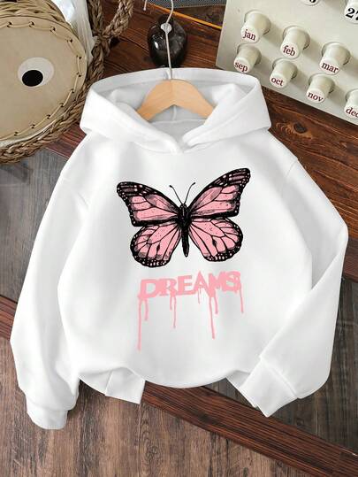 女童蝴蝶印花保暖卫衣