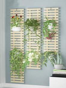 1pc Vintage Wooden Flower Rack, Wall Decor Trellis For Indoor Cafe, Fake Plant Holder - Multicolor - View 4