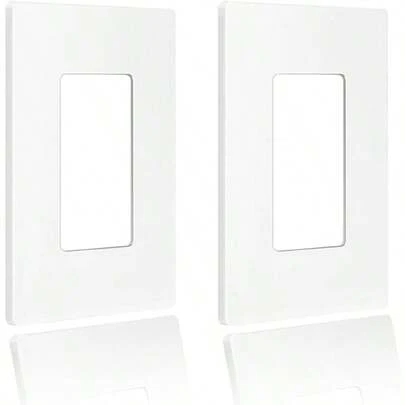 Decora Screwless Wall Plate, 1 - Gang Cover Decorator Receptacle Outlet Switch, Plus - Size, Listed, 2 PackGlossy - White