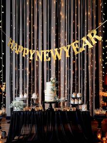 kumozawa 1set Happy New Year Banner, Gold New Year's Eve Party Background Decoration Banner, Suitable For Decorating 2026 New Year Party, New Year's Eve Party Decoration Balloons, New Year's Party Supplies, 2026 New Year Party Decoration, Applicable To 2026 New Year Party Family Gathering