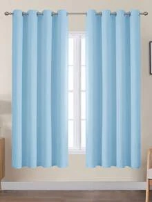 VEHEDE 2 Pcs Curtain Heat Protection Living Room Curtains With Eyelets Thermal Curtain Blackout Eyelet Curtain Set Of 2 Blackout Curtain Beige, Light Beige - Baby Blue - View 26