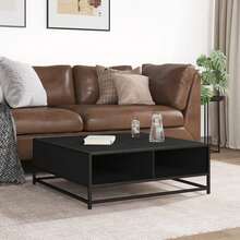 Coffee Table Black 80x80x30 Cm Engineered Wood And Metal - Black - View 4