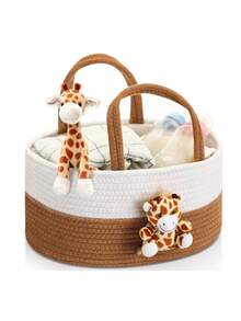 带手柄的 Bear 尿布收纳盒推车储物架，适用于婴儿房，Bear 婴儿淋浴篮礼物，婴儿沐浴篮，用于尿布和婴儿湿巾，Bear 婴儿托儿所篮子，新生儿必需品优雅收纳盒，完美的洗礼礼物和纪念品 - 彩色 - 查看 13