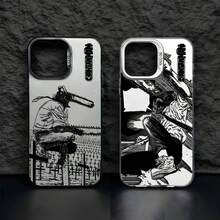 Funda de teléfono C-Chainsaw-manS Denji MAKIMA compatible con  16 15 14 13 12 11 Pro Max, negro mate, multicolor, láser, metálico, aurora, funda compatible con  17, funda  17 Pro, funda  17 Pro Max - z4 - Ver 3