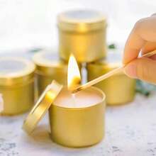 5/12 PIEZAS Latas de vela doradas para hacer velas, velas caseras DIY, artesanías, latas vacías para almacenamiento y empaque de regalos, latas de vela de aromaterapia con tapas, regalos festivos para amigos y decoración de mesa para reuniones familiares - Multicolor - Ver 4