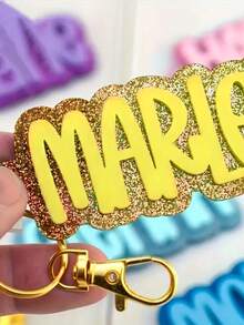 1 Personalized Acrylic Name Keychain - Customized Letter Name Plate, Sparkling Pink Design, Perfect Gift For Girl, Birthdays And Special Occasions, Backpack Charm, Name Personalized Gift,Christmas Gift Supplies