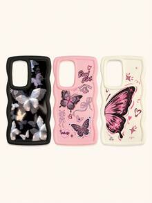 Bộ 3 ốp lưng điện thoại chống sốc hình bướm, viền lượn sóng 3D nổi bật, ốp lưng TPU thời trang, họa tiết lượn sóng sáng tạo và phong cách, bảo vệ toàn diện, chống rơi vỡ, có màu đen, be và hồng, tương thích với iPhone Air/17/17 Pro/17 Pro Max, tương thích với iPhone 13, các dòng điện thoại khác. - Nhiều màu - Xem 11