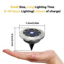4 piezas Luces solares para senderos, iluminación paisajística exterior, luces solares de 8 LED para el suelo, luces solares de disco, iluminación para senderos, caminos, jardines y patios de la entrada