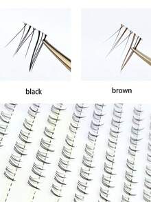 100 件睫毛套装 - 蓬松灰褐色单根睫毛，自然韩式浓密睫毛，B 卷翘，附赠随机底部睫毛卡 睫毛簇，睫毛簇，单根睫毛，睫毛，假睫毛 - B - 查看 9