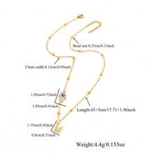 1件新款经典字母哈姆萨之手金色不锈钢珠链项链，女士款 - 金黃色 - 查看 2