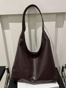 Vintage Casual Large Capacity Commuter Bag, 2-In-1 Shoulder Bag & Bucket Bag, Fashionable & Versatile, Solid Color, New Fashionable Big Bags For Women - Cà phê 2 - Xem 10