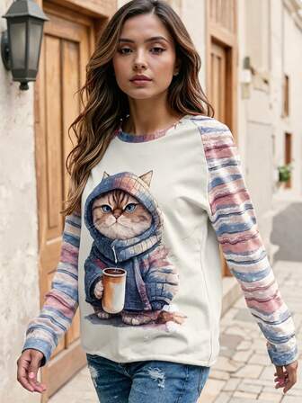 Cat Ear Design Knitted Sweater For Women, New Style Loose Fit Cozy Pullover, Versatile & Flattering Soft Touch Top Suitable For Going Out, Dates, Graduation, Home, Work