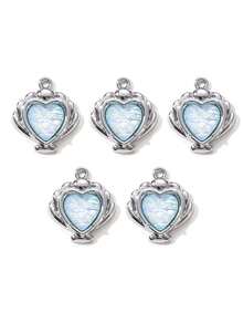 10/20pcs Random Blue Tone Ocean Colored Rhinestone Cross & Heart Shaped Pendant DIY Necklace Bracelet Jewelry Gift For Women
